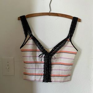 Vintage Tracy Feith | striped lace bustier Top